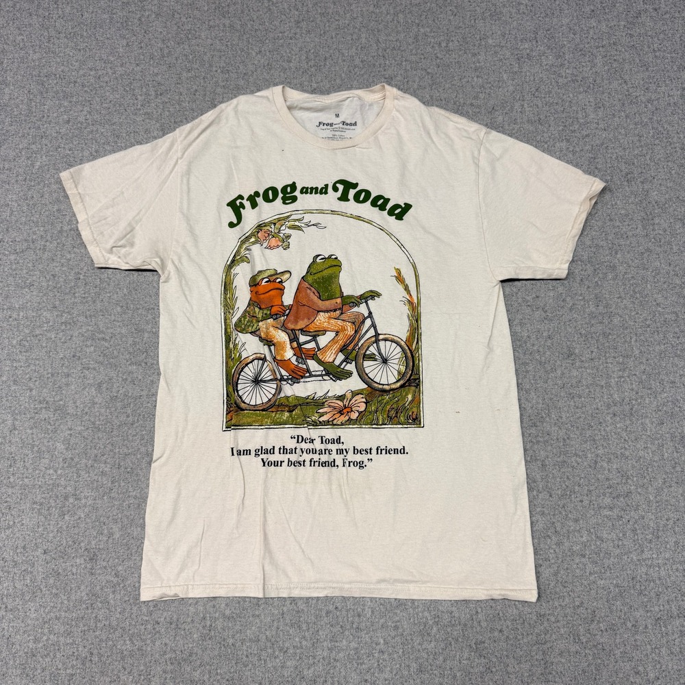 Frog and Toad | Graphic T-Shirt | Size Medium | Cream | Arnold Lobel Bicycle Tee